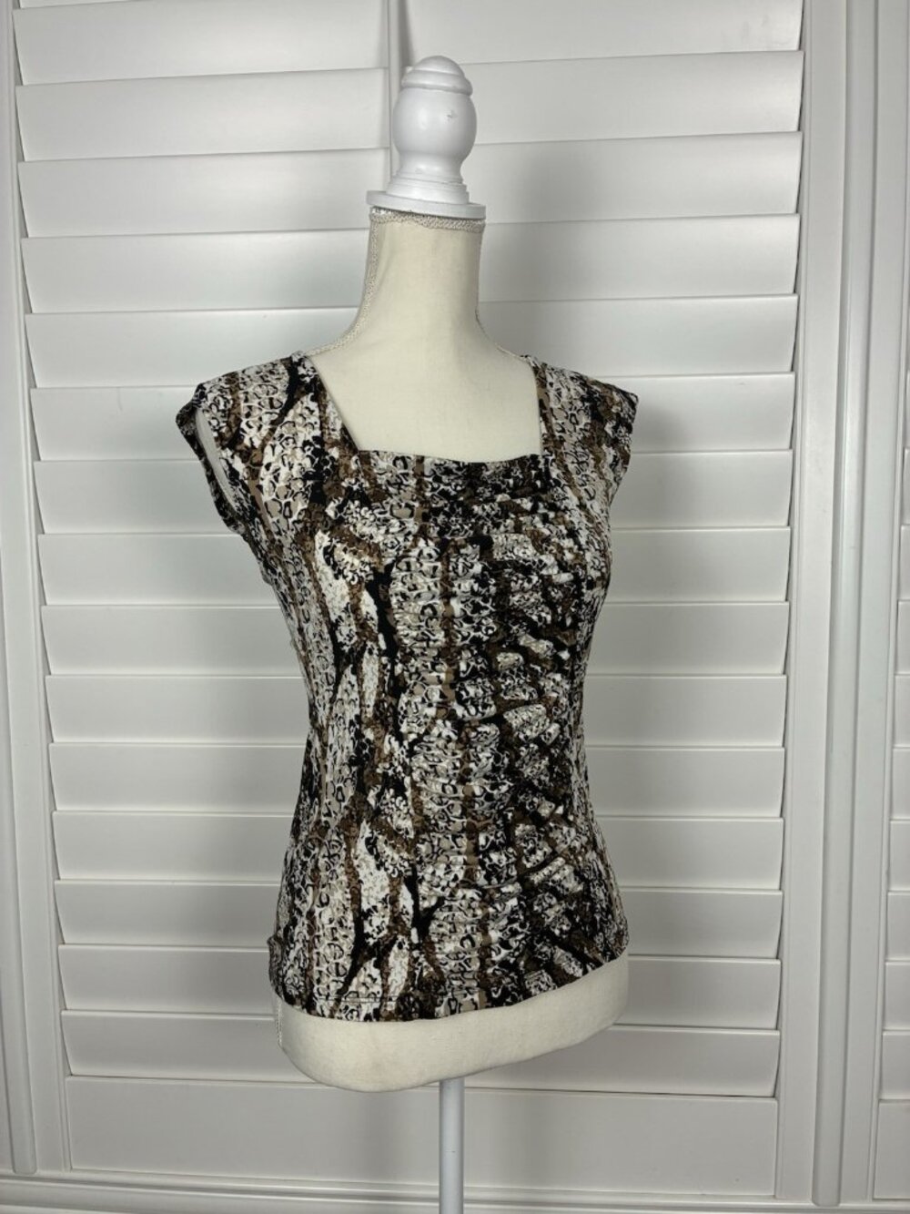 Style & Co. Petite Women’s Snake Print Ruched Top Size PS